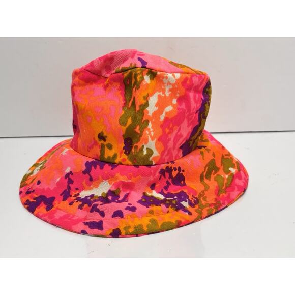 Late 60s 70s Neon Hat Sun Flowers - Picture 1 of 5